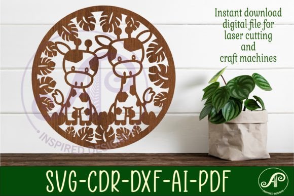 Crafting Elegant Giraffes Wall Art Sign, SVG File. Vector Designs for Modern Interiors