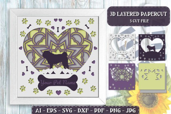Pet Dog 3D Layered Papercut - Pug: A Creative Guide to Modern Paper Art