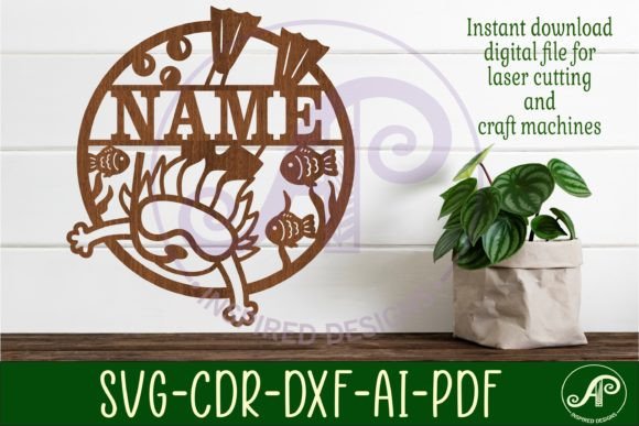 Snorkeling Boy Name Sign SVG for Diving Decor