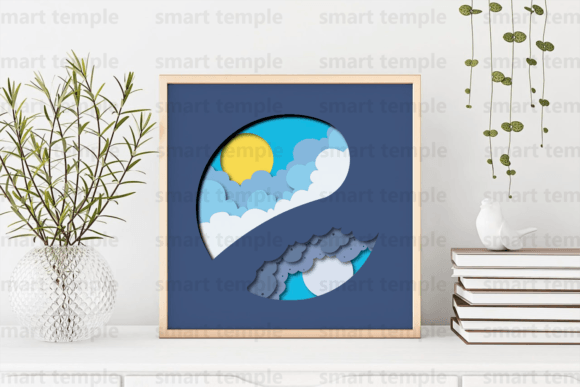 Sun Moon in Clouds Shadow Box Design