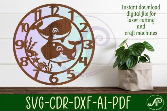 Whale Wall Clock Laser Cut Files